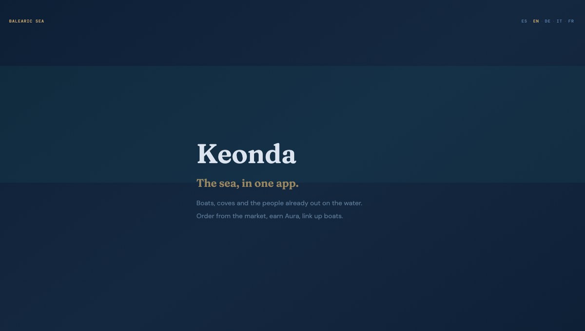 The Keonda web app landing on keonda.co